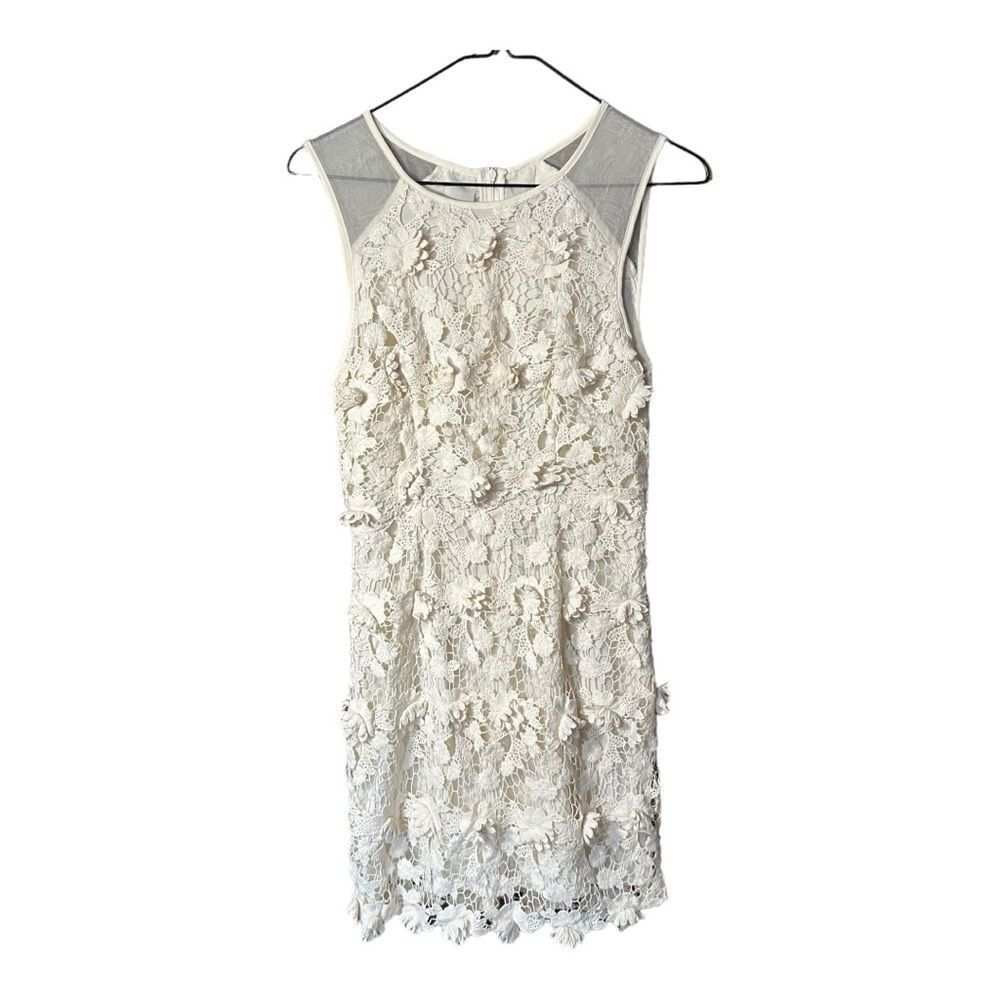 Thistlepearl Coquette Boho Cream Crotchet Lace Sleeveless Flower Dress Sz 2